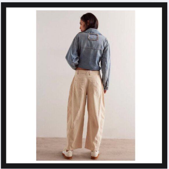 Free People We The Free Good Luck Mid-Rise Cord Barrel Jeans Pants - Picture 2 of 4